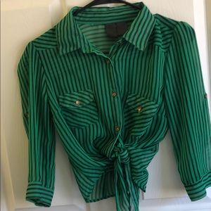 Sheer tie up button up